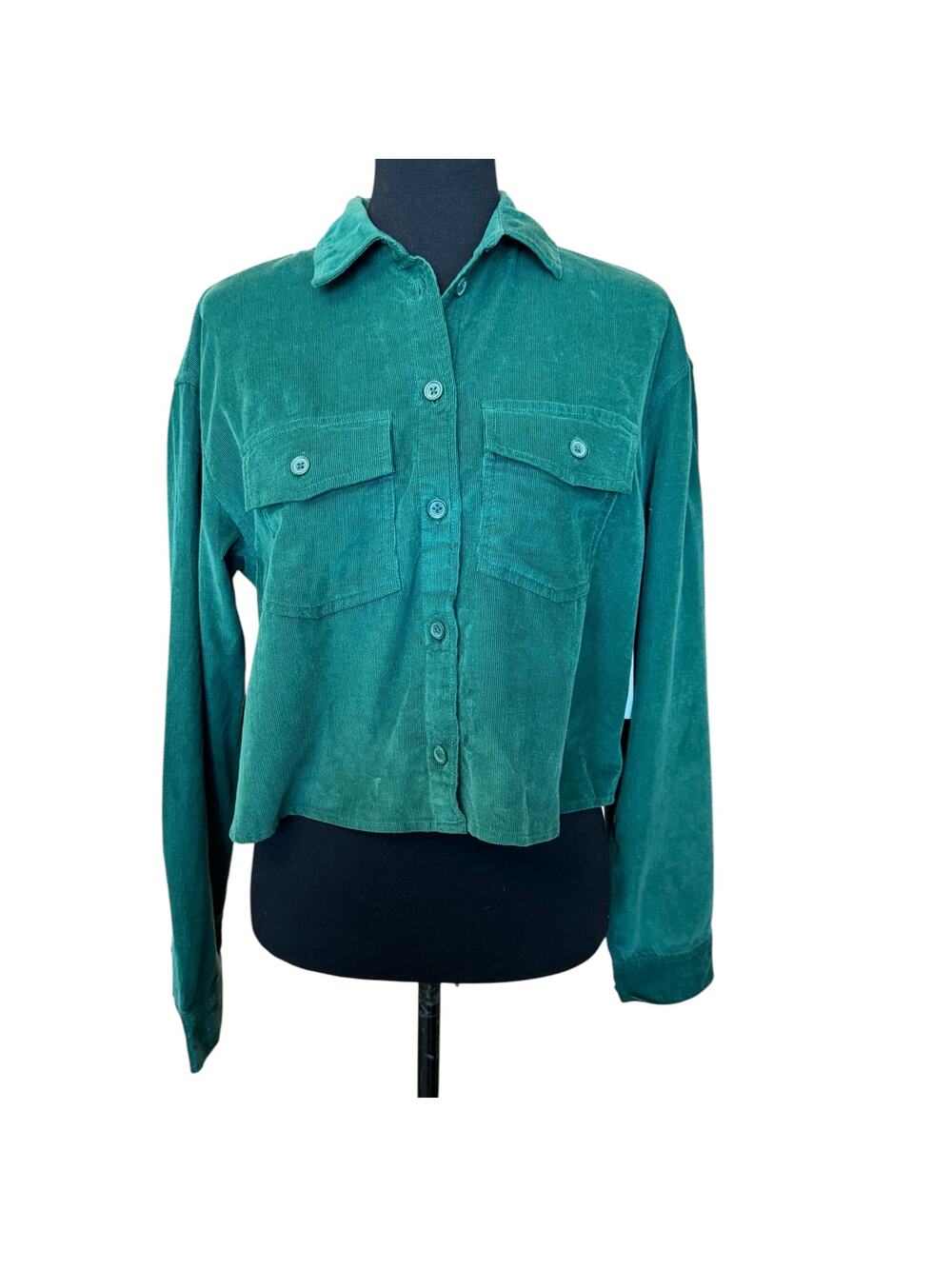 New ~ BP. NORDSTROM ~ Women's Green Long Sleeve Cropped Shirt Jacket Size XS
